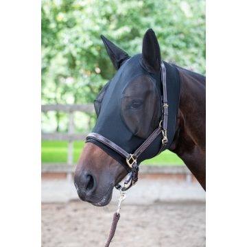 Harry's Horse Mascarilla antimoscas SkinFit con orejas XL Negro