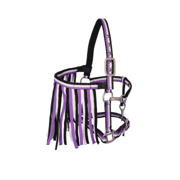 MHS Halter "Stripe" con cuerda y flecos Pony Púrpura